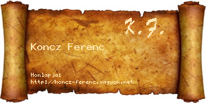 Koncz Ferenc névjegykártya
